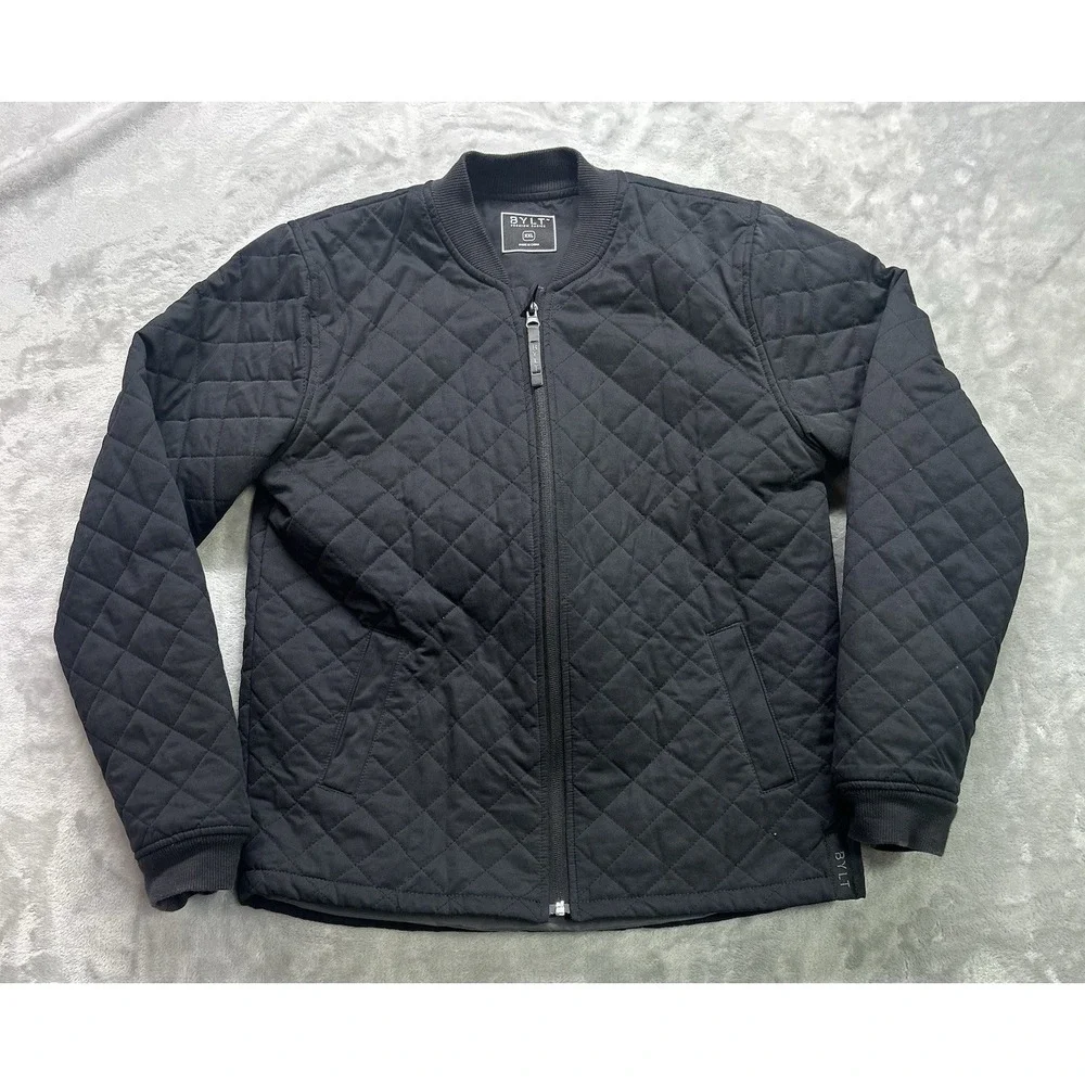BYLT Quilted Bomber Jacket Mens Small Black Quilted Puffer Premium Basics